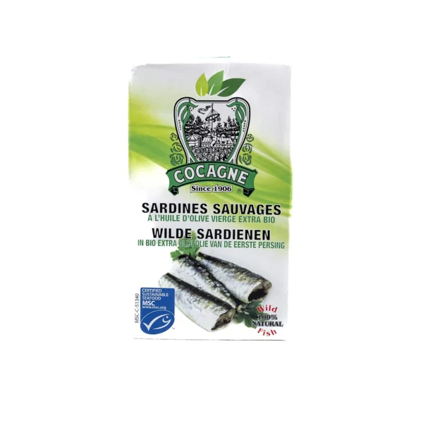 cocagne sardiini luomu extra virgin oliivioljyssa msc 125g