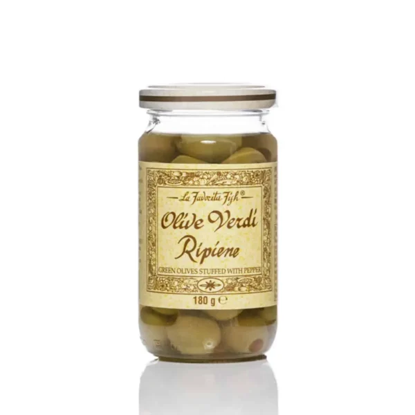 favorita paprikalla taytetty vihrea oliivi 180 g