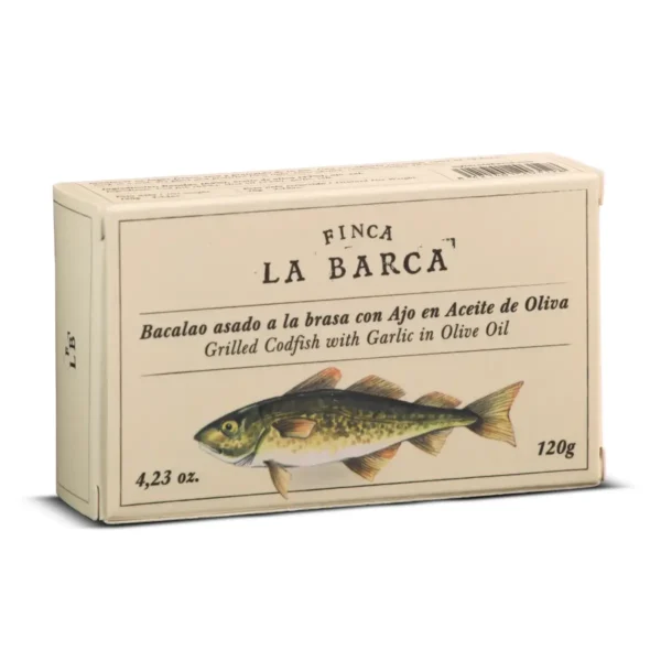 Grilled cod with garlic in olive oil 120 g
