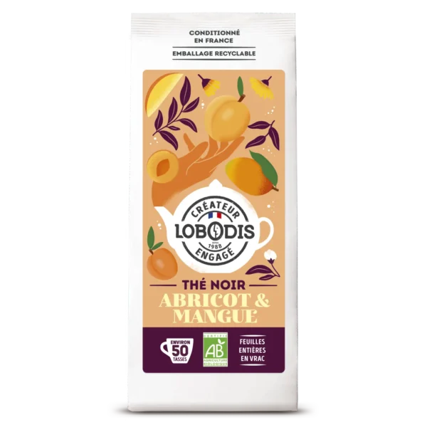 ekologiskt svart te med mango och aprikos 80 g