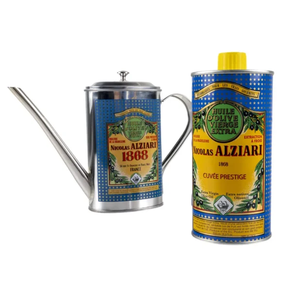 Ekstraneitsytoliiviöljy, Cuvée Prestige 500 ml & oliiviöljykannu, La Maison Alziari