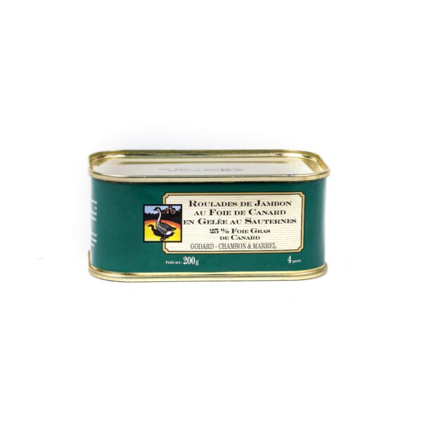 Skinkrullar fyllda med anklever och Sauternes-gelé 200 g min