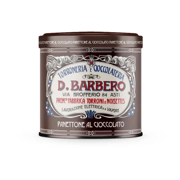 Barbero Panettone Ciaccolato in a tin 750g webp
